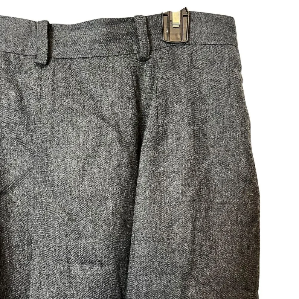 Liz Claiborne Pleated Midi Modest Vintage Gray Wool Skirt Pockets Old Money 16